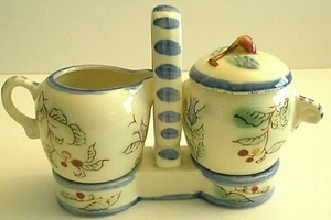 Nasco Blau Hahn Zuckerdose Milchkännchen Dose Set Japan Vintage Cottagecore EUC - Bild 1 von 8