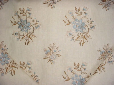 10Y Brunschwig & Fils BF10441 Marwood Indigo Embroidery Upholstery Fabric - Image 1 of 4