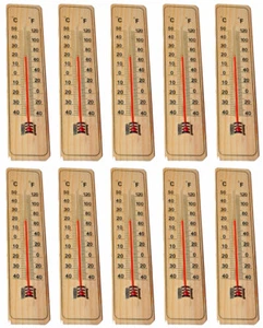 10 Stück Holz Thermometer  Innen Außen Zimmerthermometer Temperaturmesser Analog - Bild 1 von 3