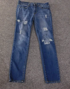 American Eagle Jeans donna taglia 12 jegging denim invecchiato blu elasticizzato retrò - Foto 1 di 9