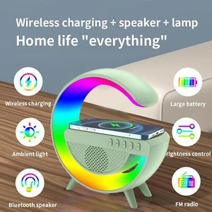 Wireless Charger with FM Radio, Bluetooth Speaker, Colourful LED Ambient Light - Picture 1 of 11
