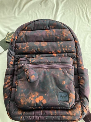 Herschel Supply Co 便携式电脑绗缝背包紫色 Eclipse 花卉 18L 全新带标签 — 第 1/4 张图片