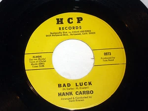 Hank Carbo: Bad Luck /Funny(How Time Slips Away)NEW OLD STORE STOCK - Imagen 1 de 2