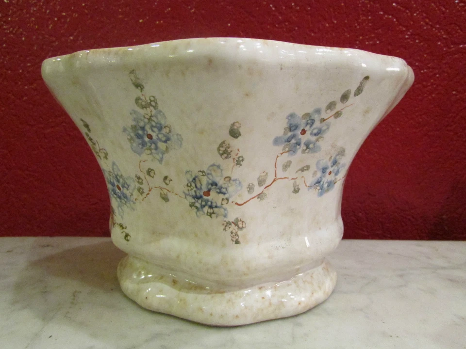 ancienne bouquetiere pique fleurs faience a identifier epoque 19eme decor floral - Photo 1/1