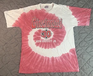 VINTAGE Cincinnati Reds Shirt Mens XL Red Tie Dye Ken Griffey Jr Baseball MLB - Picture 1 of 11