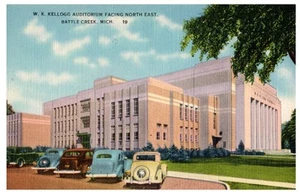 W.K. Kellogg Auditorium Battle Creek MI Vintage Linen Postcard 0464 - Picture 1 of 2
