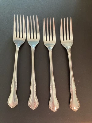Vintage Queen’s Court Stainless Flatware Set Of 4 Dinner Forks 7.5” Japan  - Image 1 of 3