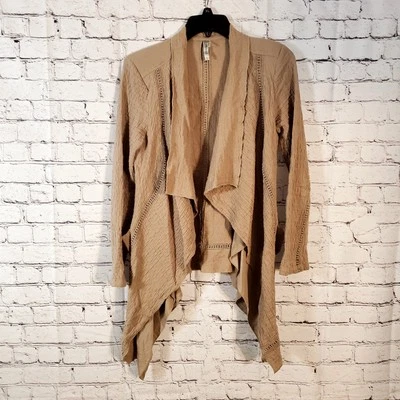 Cárdigan Monoreno Lagenlook Boho Cascada Frente Abierto Gasa Talla S Tostado Foto 1 de 4