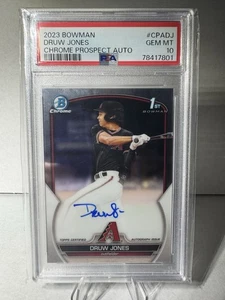 2023 1st Bowman Chrome Prospect Autographs Druw Jones PSA 10 Diamondbacks - Picture 1 of 2