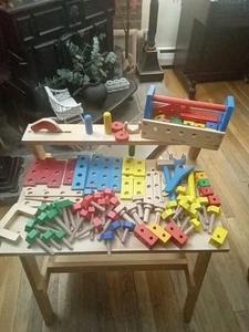 Melissa und Doug Holz Projektbank mit 113 Werkzeugen/Teilen TOP ZUSTAND - Bild 1 von 9