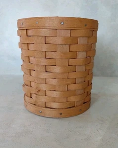 Runder Longaberger Korb honigbraun 5,75x5" nicht mehr produziert signiert AC 2006 Utensilien - Bild 1 von 7