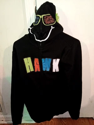 Tony Hawk Youth XL sudadera con capucha negra con cremallera con máscara y mohawk. Foto 1 de 3