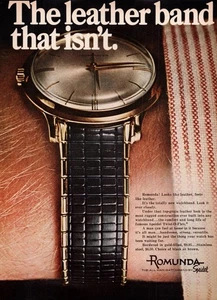 1966 Romunda Speidel 60s Vintage Watchband Print Ad The Leather Band That Isn't - Bild 1 von 2