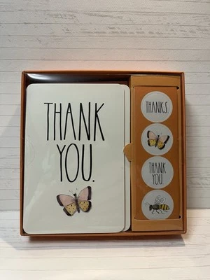 RAE DUNN Thank You Note Cards ~ Set of 12 ~ Butterfly w/ Envelopes, Stickers NEW - Image 1 of 3