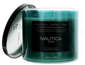 Nautica Duftkerze Coastal Breeze Coconut & Aqua Soja 3-Docht Glas langlebig - Bild 1 von 2