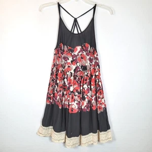 Free People abito tunica donna floreale all'uncinetto taglia XS nero festival - Foto 1 di 9