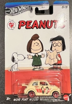 2025 HOT WHEELS СЕРЕБРЯНАЯ СЕРИЯ 75 лет PEANUTS 60S FIAT 500D MODIFICADO бежевая 5/5  - Изображение 1 из 4