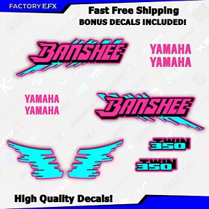 Cyan Pink Retro Graphics Kit fits 1991-93 Yamaha Banshee 350 Decals High Quality - Foto 1 di 2