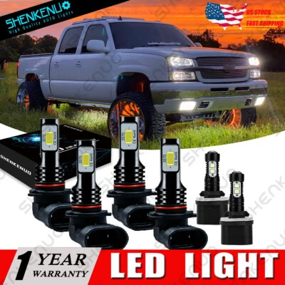 For Chevy Silverado 1999-2002 Tahoe 01-2005 6000K Front LED Headlight +Fog Lamp - Image 1 of 4