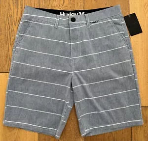 Hurley Herren 36 grau blau weiß gestreift Board Surf Skate Freizeit Shorts PORTER neu - Bild 1 von 7