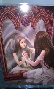 Anne Stokes Greetings Card with Envelope -  Magical Mirror Angel Reflection - Picture 1 of 4