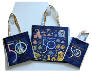 Disney World 50th Anniversary Shopping Tote Bag 3 Piece Set S M L - Picture 1 of 17