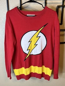 Suéter tejido Flash (DC Comics) para hombre - perno amarillo en círculo blanco logotipo imagen L - Imagen 1 de 7