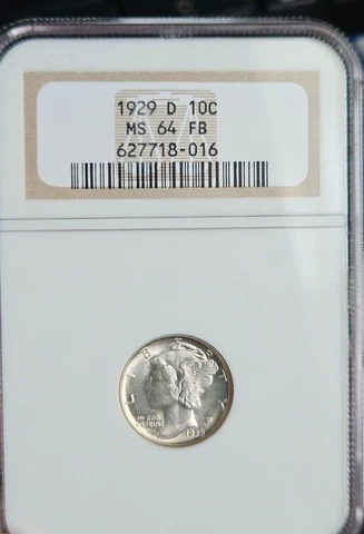 1929 D Mercury Dime NGC MS 64 FB Cover