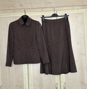 BHS Petite Women's Brown Smart Casual 2 Piece Lined Skirt Suit Ladies Size UK 8 - Picture 1 of 20