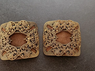 Antique Matched Pair Victorian Edwardian Georgian Filagree Shoe Buckles - Image 1 of 4