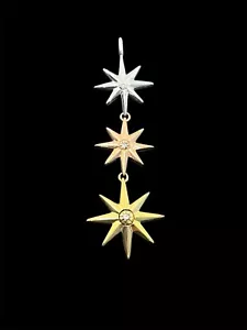 Colgante para collar de diamantes starburst tono oro tricolor plata de ley - Imagen 1 de 15