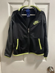 Nike Youth Boys Warm Up Track Jacket Black With Green Accents Up Size 5-6 - Picture 1 of 4