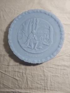 Vintage Bicentennial George Washington Plate Fenton Plate Blue Satin Glass - Picture 1 of 5