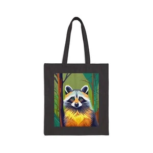 Cotton Canvas Tote Bag Raccoon in Pop Art Colors Fantasy Style Design 4, Gift - Picture 1 of 15