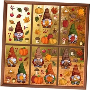 Spring Autumn Window Clings Fall Decor Thanksgiving Thanksgiving Gnomes - Picture 1 of 7