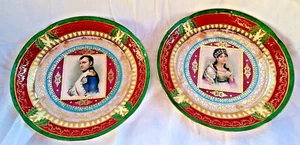 Napoleon & Josephine Portrait Plates, Vienna, Austria, Antique Polychrome, 11" - Picture 1 of 17