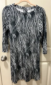 Tommy Bahama Kleid Damen S schwarz weiß Darcy Zesty Zebra 3/4 Arm Neu mit Etikett SP - Bild 1 von 7