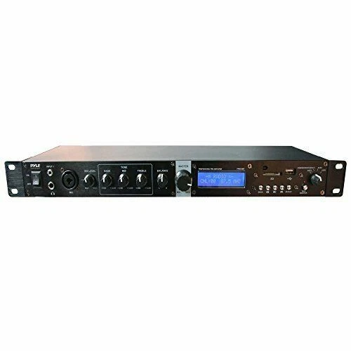 Pyle Rack Mount Studio Pre-Amplifier Audio Receiver System - Black