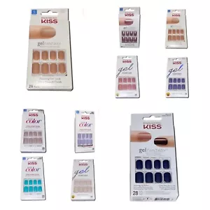 Kiss Gel Fantasy & Salon Color Short Length Glue-On Nails‼️Added New Colors‼️ - Picture 1 of 34
