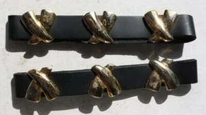 Boot Shoe Leather Western Style Steampunk Gold Cross Bars Leather Snaps Bling -- - Picture 1 of 1