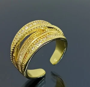 18K Gold Filled Stunning Italian Moissanite 18ct GF Cocktail Ring Size 7 - Picture 1 of 9