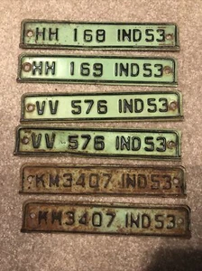 CHOICE 1953 INDIANA License Plate Revalidation Tag Matched Pair IND53 - Picture 1 of 2