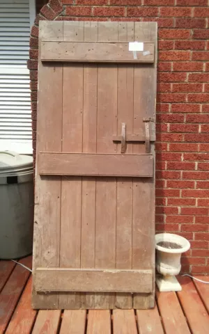 Antique Board & Batten Wood Latch Barn Shed Door 71x30 Metal Hinge Cover