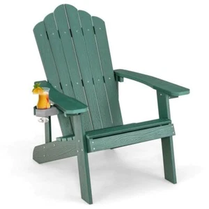 ANGELES HOME Adirondack Chair 37"x30"x33.5" Plastic Slate w/Cup Holder in Green - Picture 1 of 4