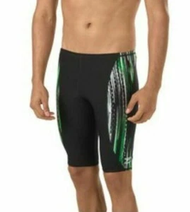 Speedo Deep Within Jammer Competition Swim Shorts Swimsuit -sz 22 -Black / Green - Picture 1 of 4