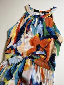 Melissa Paige Womens Multicolor Halter Pleated Sleeveless Long Maxi Dress Size 8 - Picture 1 of 8