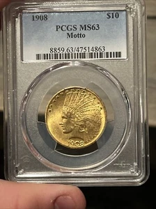 1908 $10 Gold Indian Motto PCGS MS63 - Picture 1 of 2