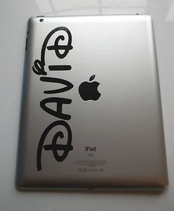 1 x iPad Large Personalised Name Vinyl Decal Sticker Curly Waltza Custom Name - Picture 1 of 3