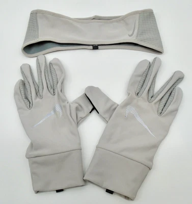 Nike Headband and Gloves Set Essential Running Women's M/L LT Iron Ore/Silver - Image 1 of 4