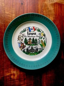 Iowa Sammelteller The Hawkeye State Transfer Ware Gold Vergoldung 7 Zoll - Bild 1 von 6